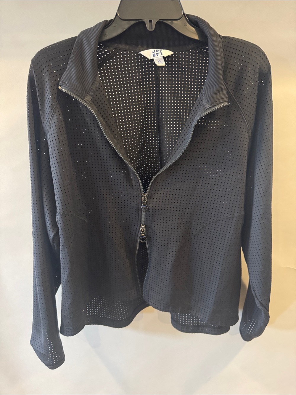 Joy Lab Black Perforated Zip-Front Versatile Jacket